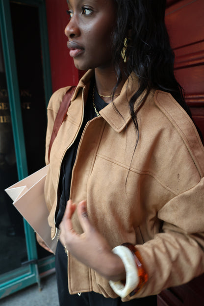 OVERSIZED SUEDE-EFFECT BOMBER JACKET