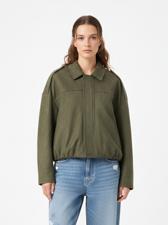 OVERSIZED SUEDE-EFFECT BOMBER JACKET