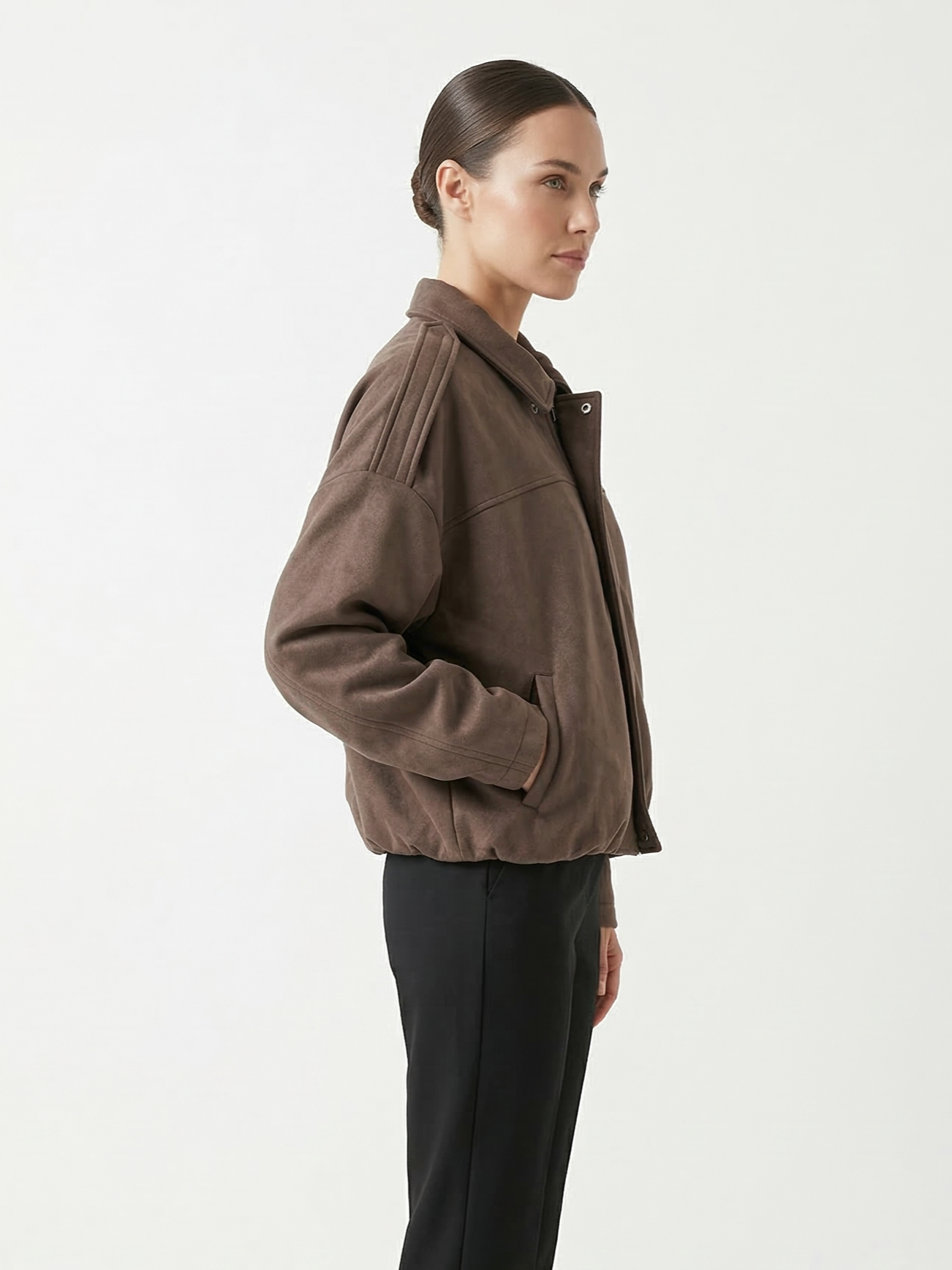 OVERSIZED SUEDE-EFFECT BOMBER JACKET