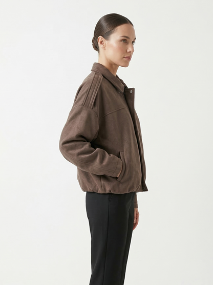 OVERSIZED SUEDE-EFFECT BOMBER JACKET