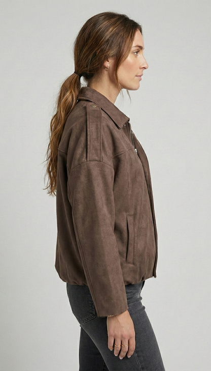 OVERSIZED SUEDE-EFFECT BOMBER JACKET