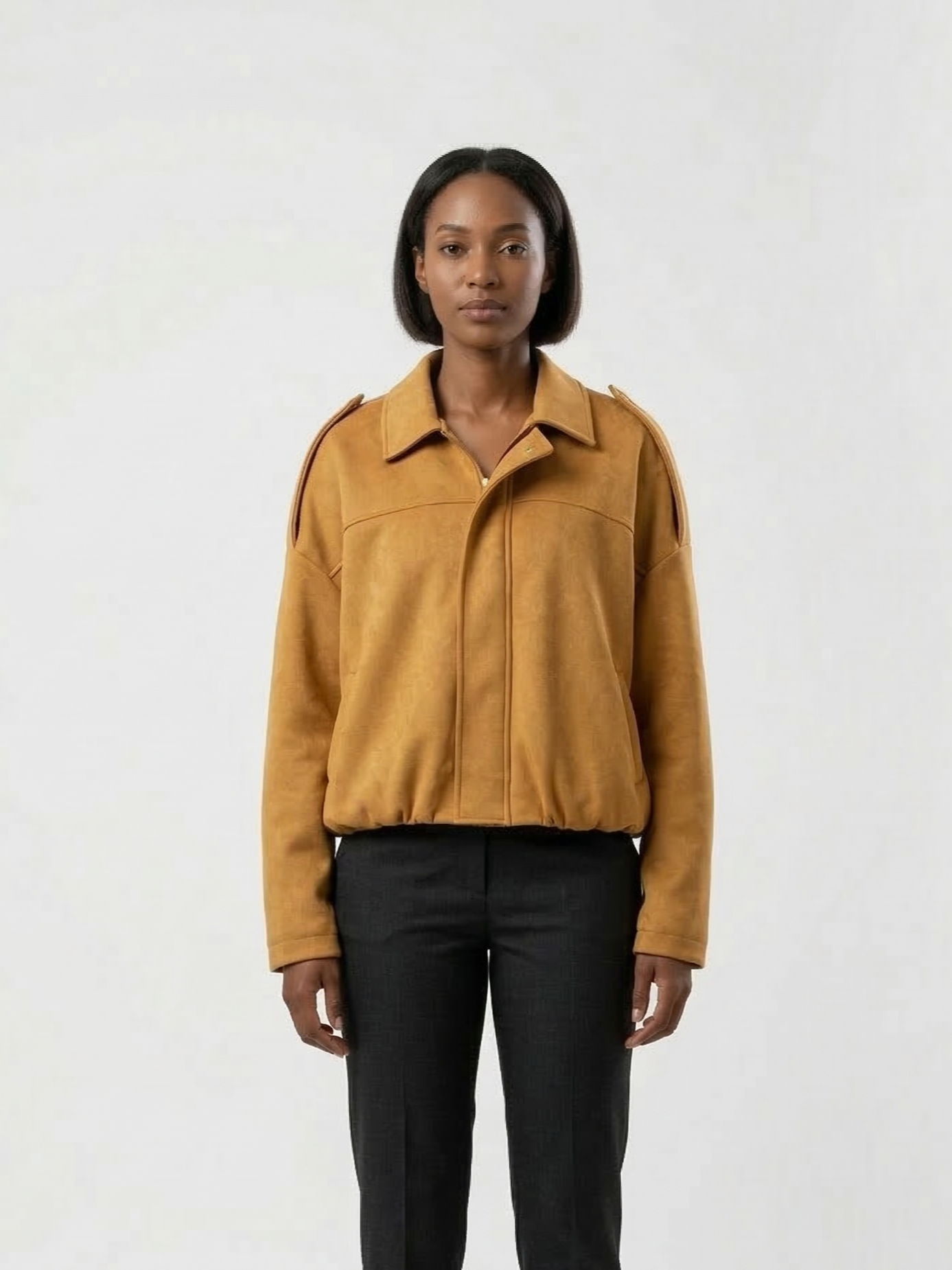 OVERSIZED SUEDE-EFFECT BOMBER JACKET