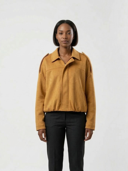 OVERSIZED SUEDE-EFFECT BOMBER JACKET