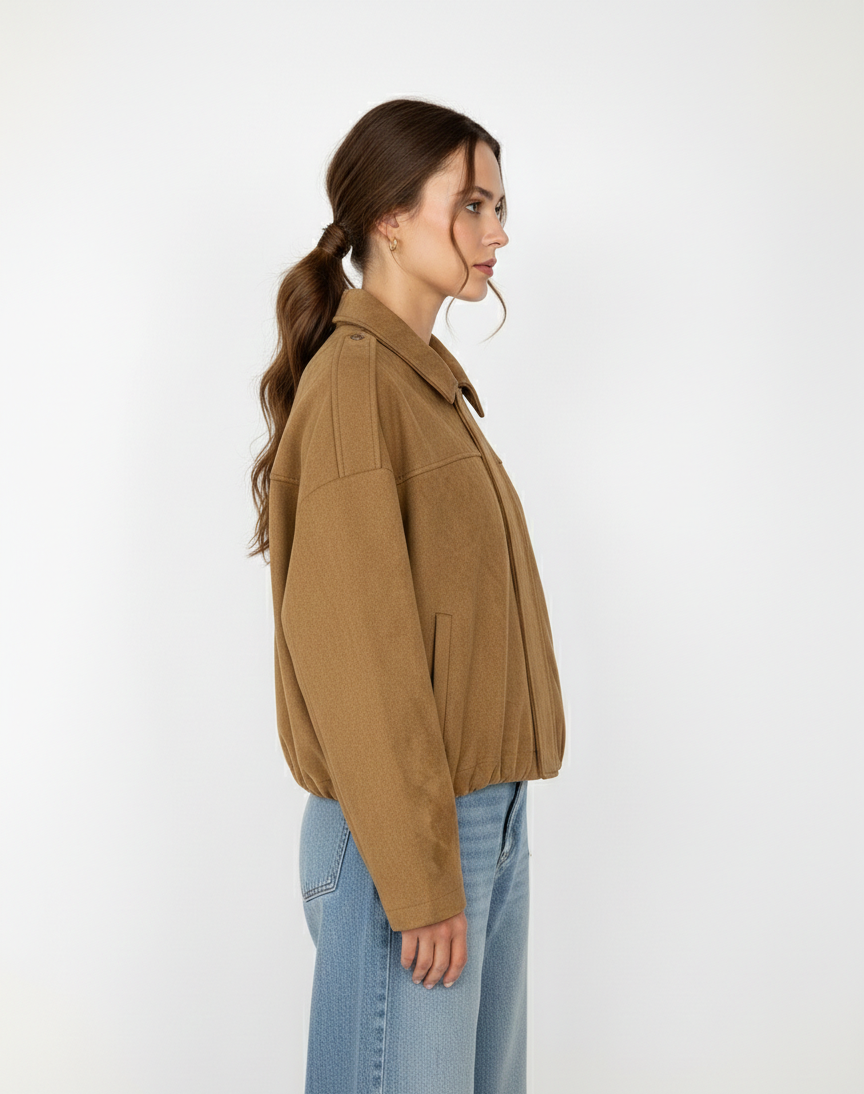 OVERSIZED SUEDE-EFFECT BOMBER JACKET