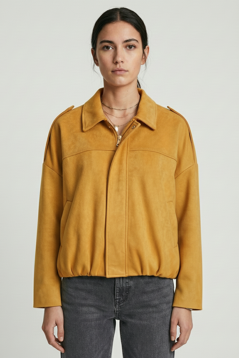 OVERSIZED SUEDE-EFFECT BOMBER JACKET