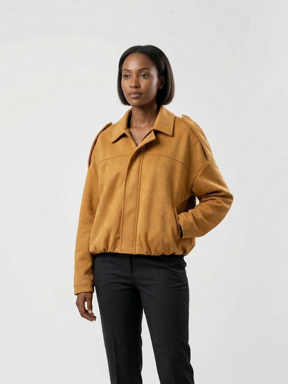 OVERSIZED SUEDE-EFFECT BOMBER JACKET