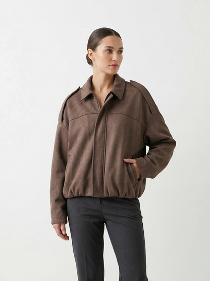 OVERSIZED SUEDE-EFFECT BOMBER JACKET