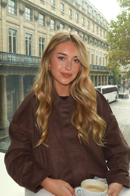 OVERSIZED SUEDE-EFFECT BOMBER JACKET