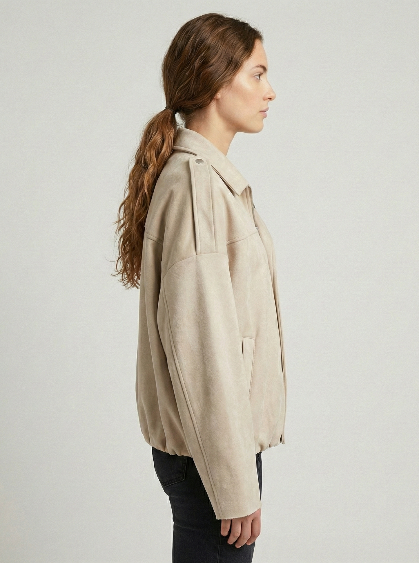 OVERSIZED SUEDE-EFFECT BOMBER JACKET