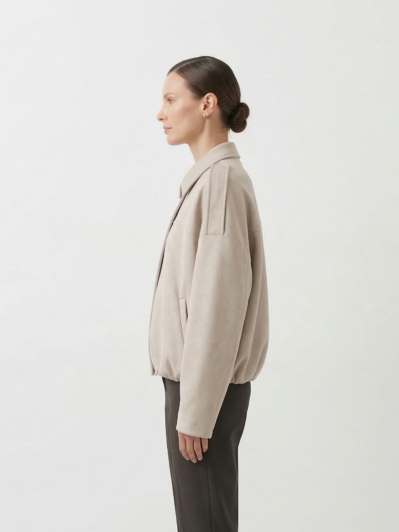 OVERSIZED SUEDE-EFFECT BOMBER JACKET