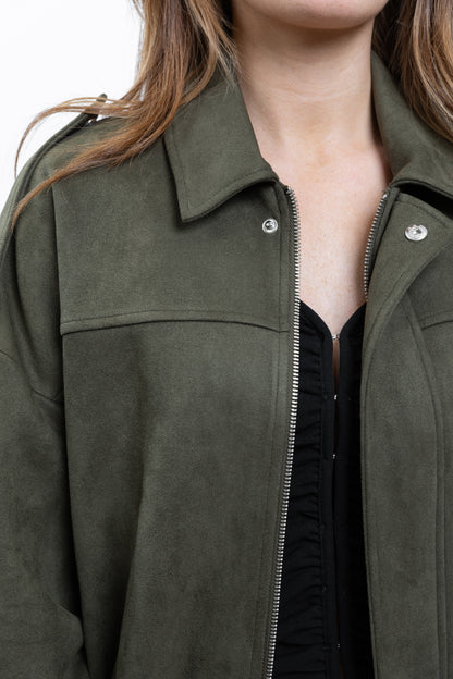 VESTE BOMBER OVERSIZE EFFET DAIM