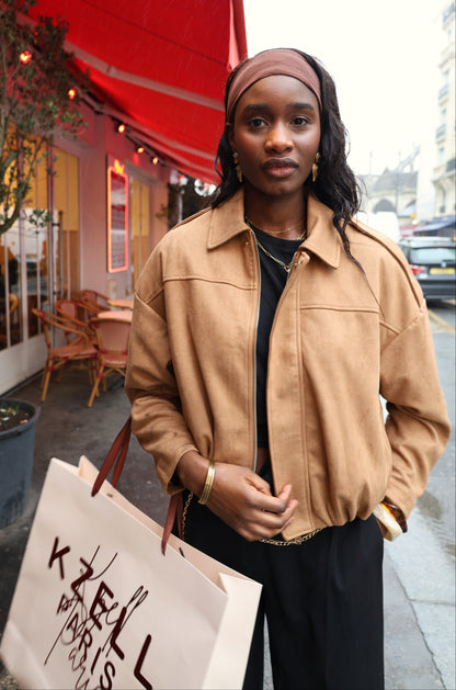 OVERSIZED SUEDE-EFFECT BOMBER JACKET