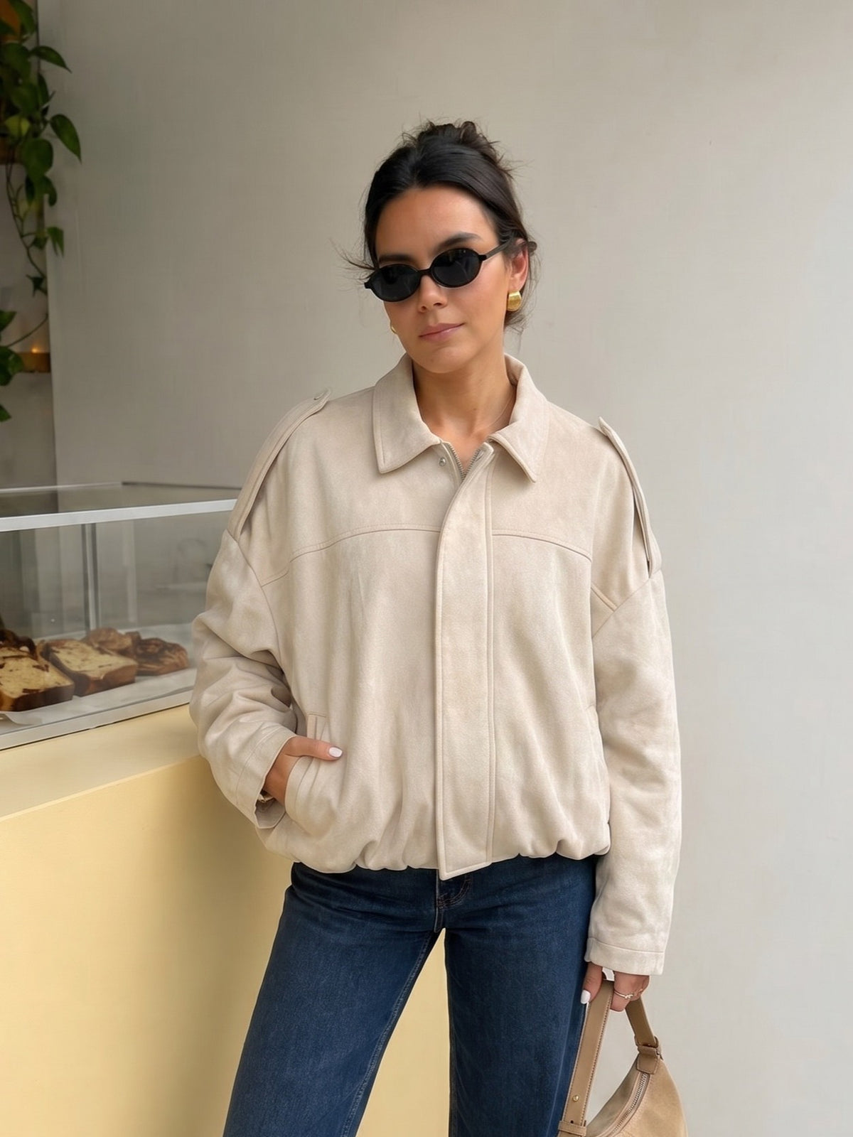 CHAQUETA BOMBER OVERSIZE EFECTO ANTE