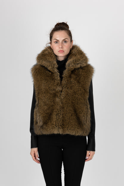GILET SANS MANCHES EN FAUSSE FOURRURE