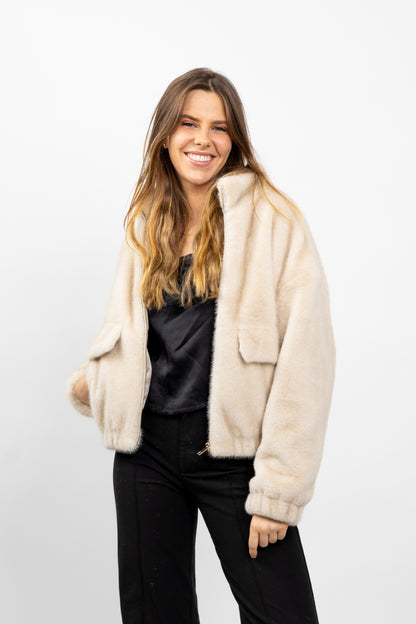 BLOUSON EN FAUSSE FOURRURE