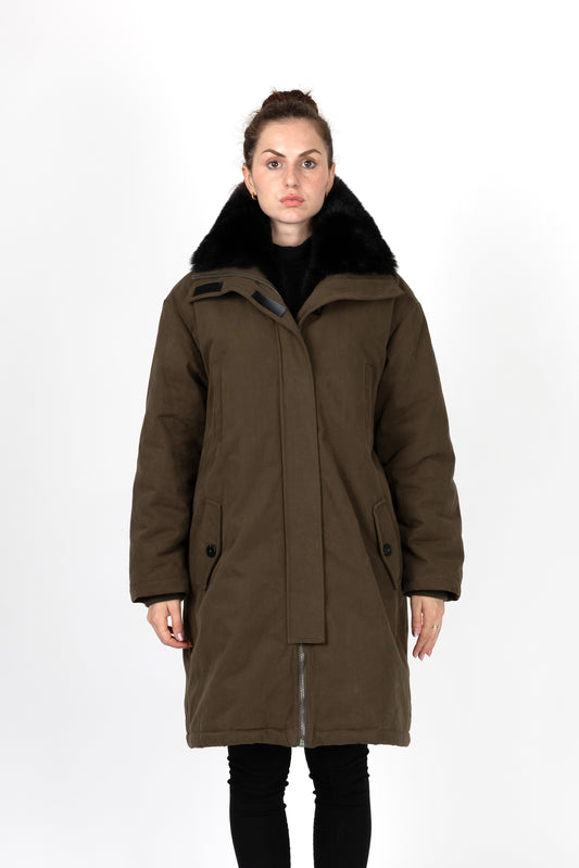 PARKA LONGUE AVEC INTÉRIEUR ET COL FAUSSE FOURRURE