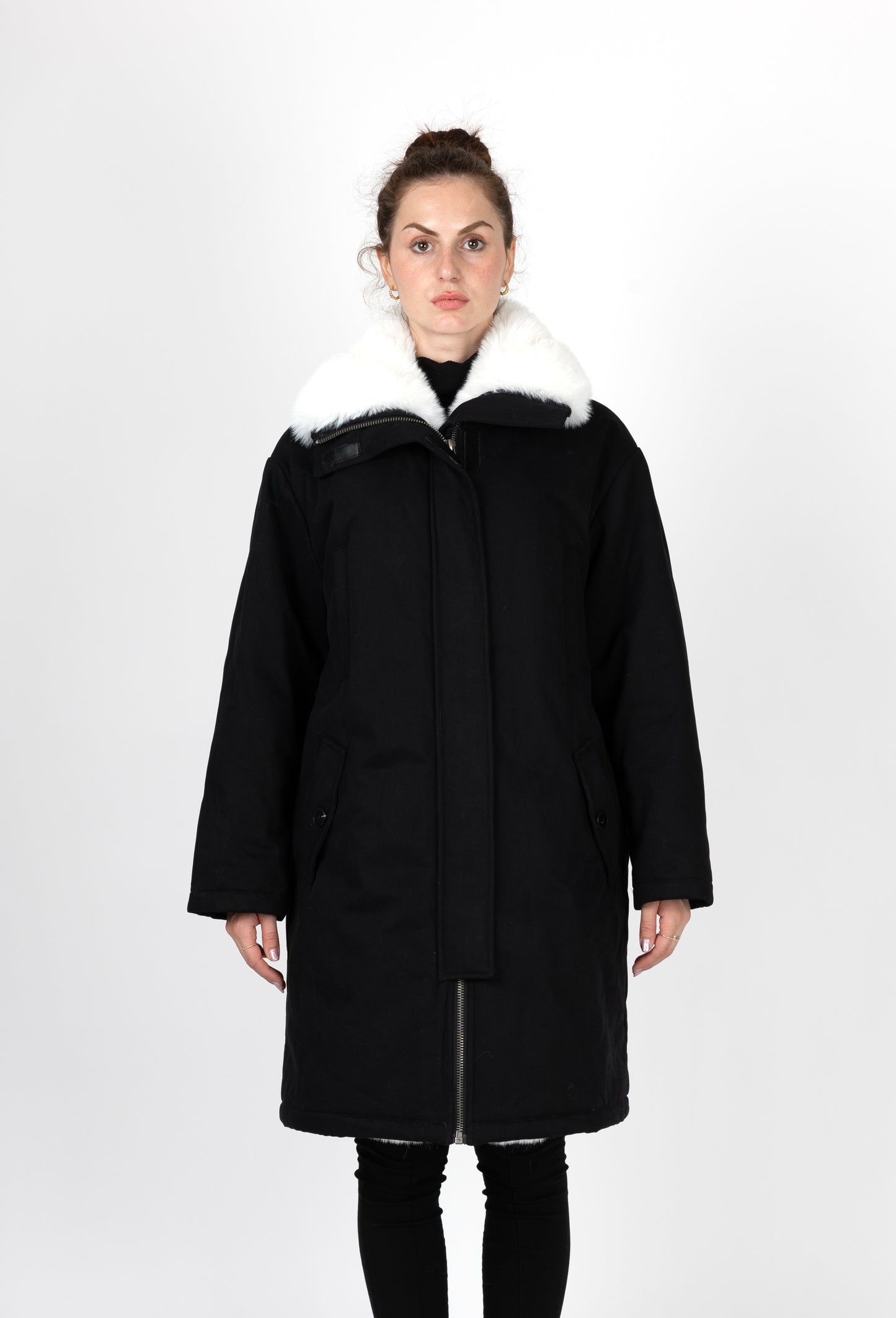 PARKA LONGUE AVEC INTÉRIEUR ET COL FAUSSE FOURRURE