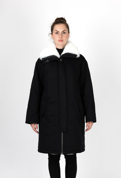 PARKA LONGUE AVEC INTÉRIEUR ET COL FAUSSE FOURRURE