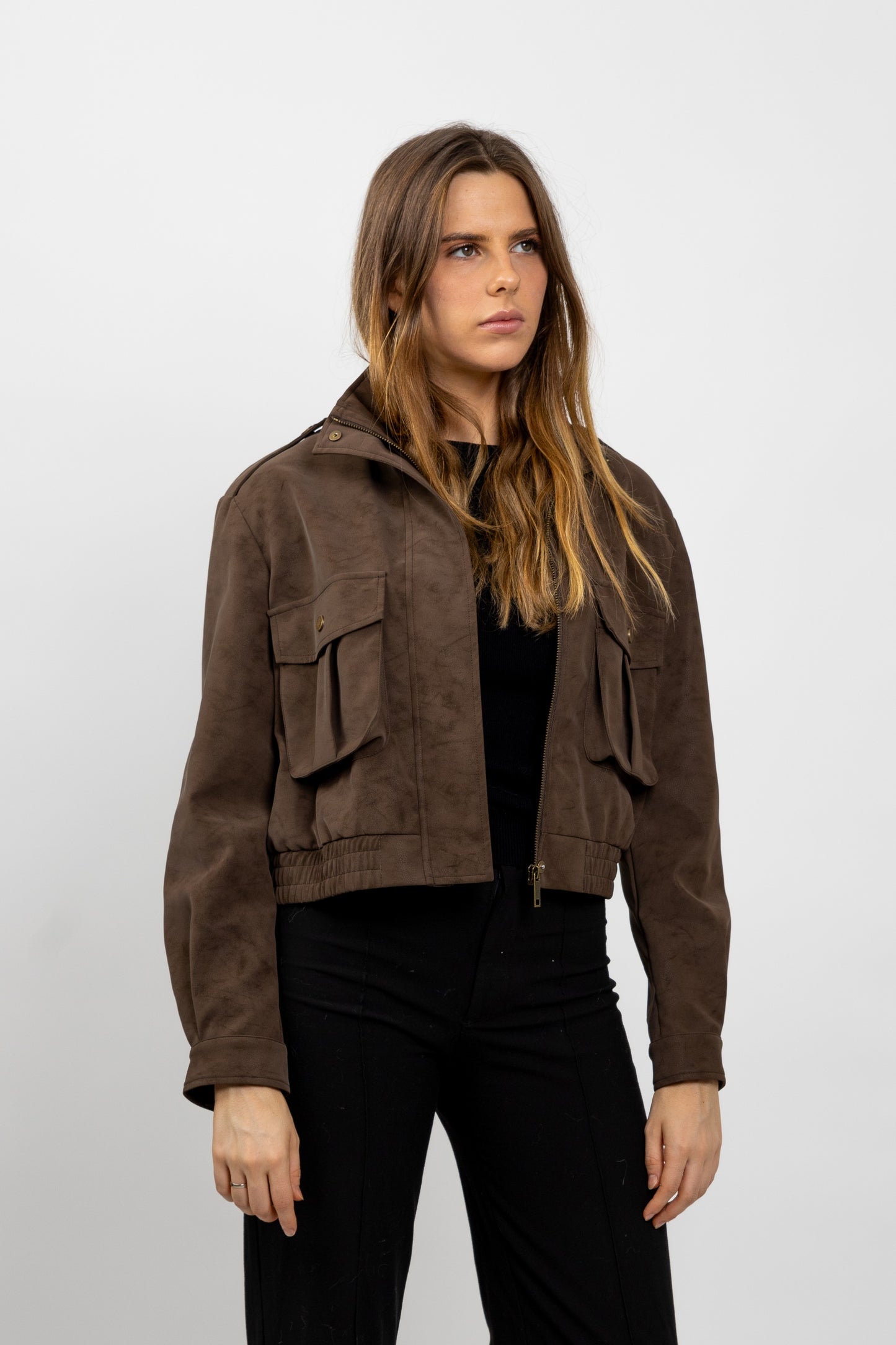 BLOUSON COURT EFFET DAIM