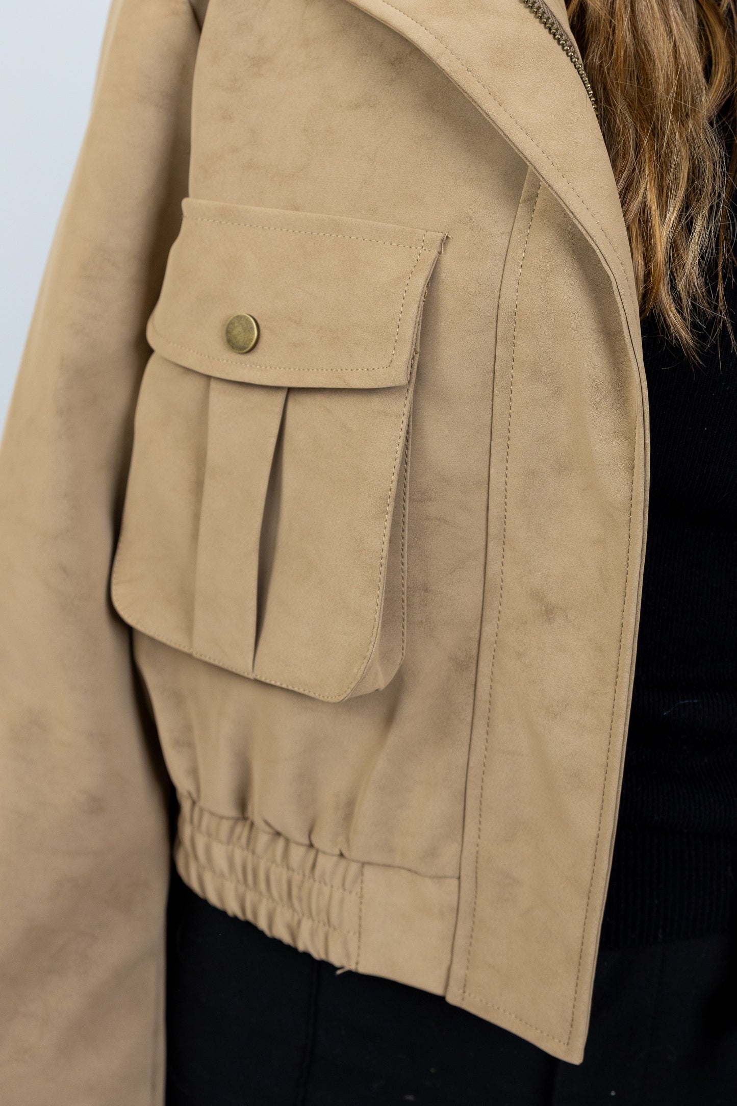 BLOUSON COURT EFFET DAIM
