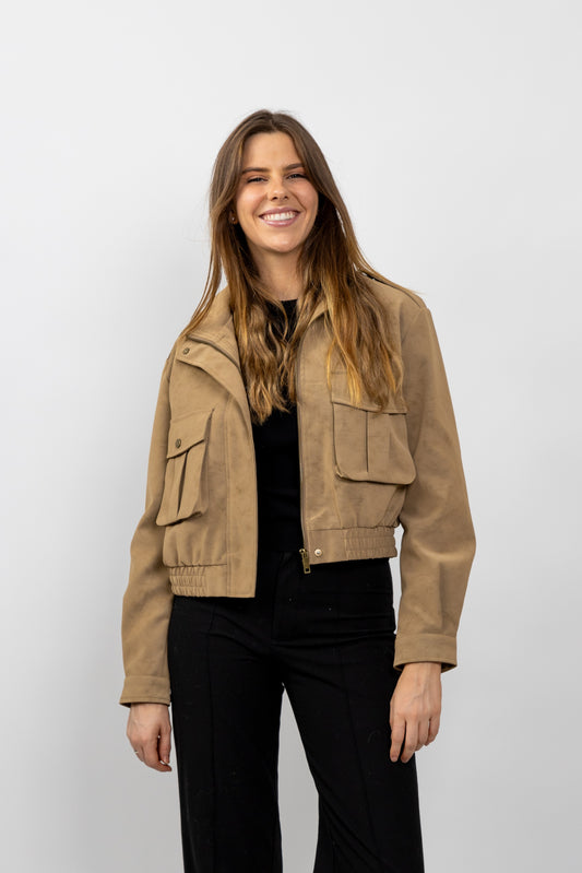 BLOUSON COURT EFFET DAIM