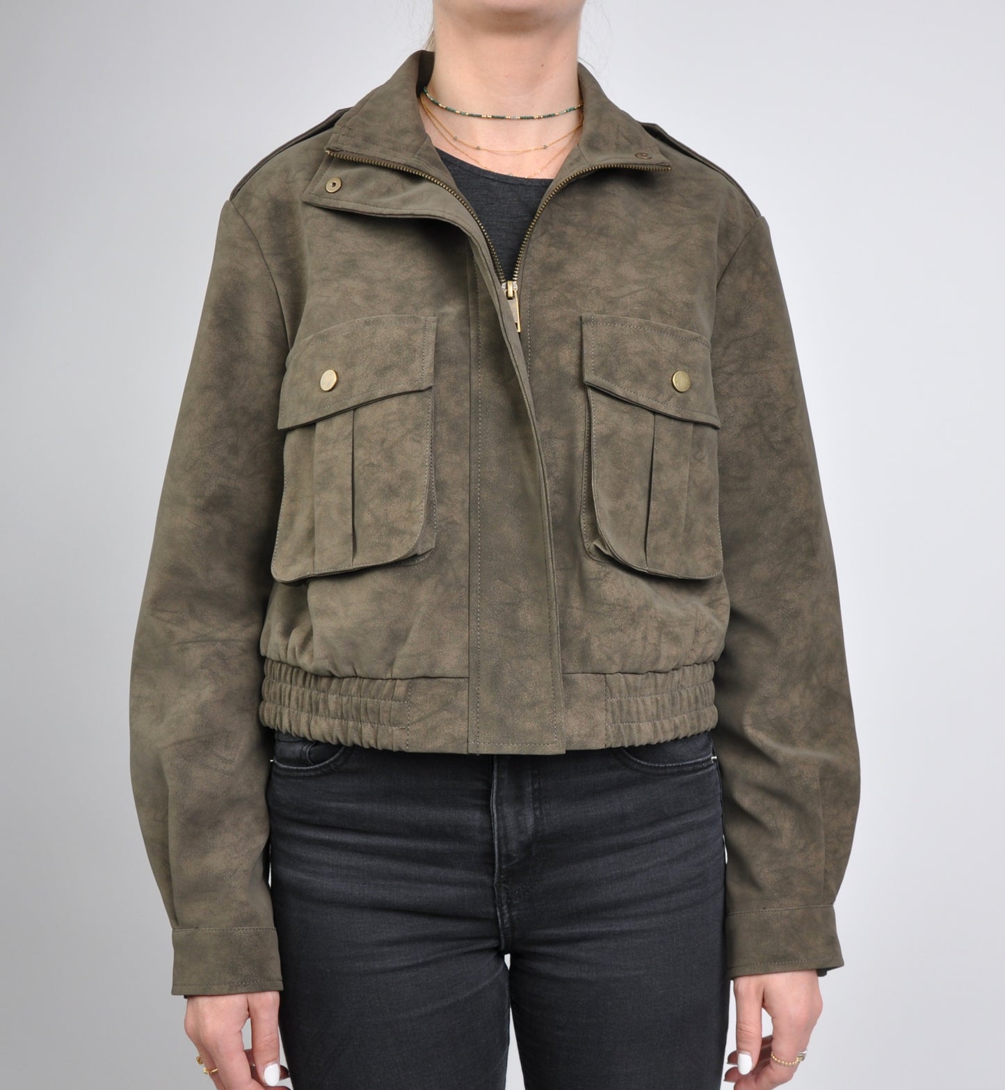 BLOUSON COURT EFFET DAIM