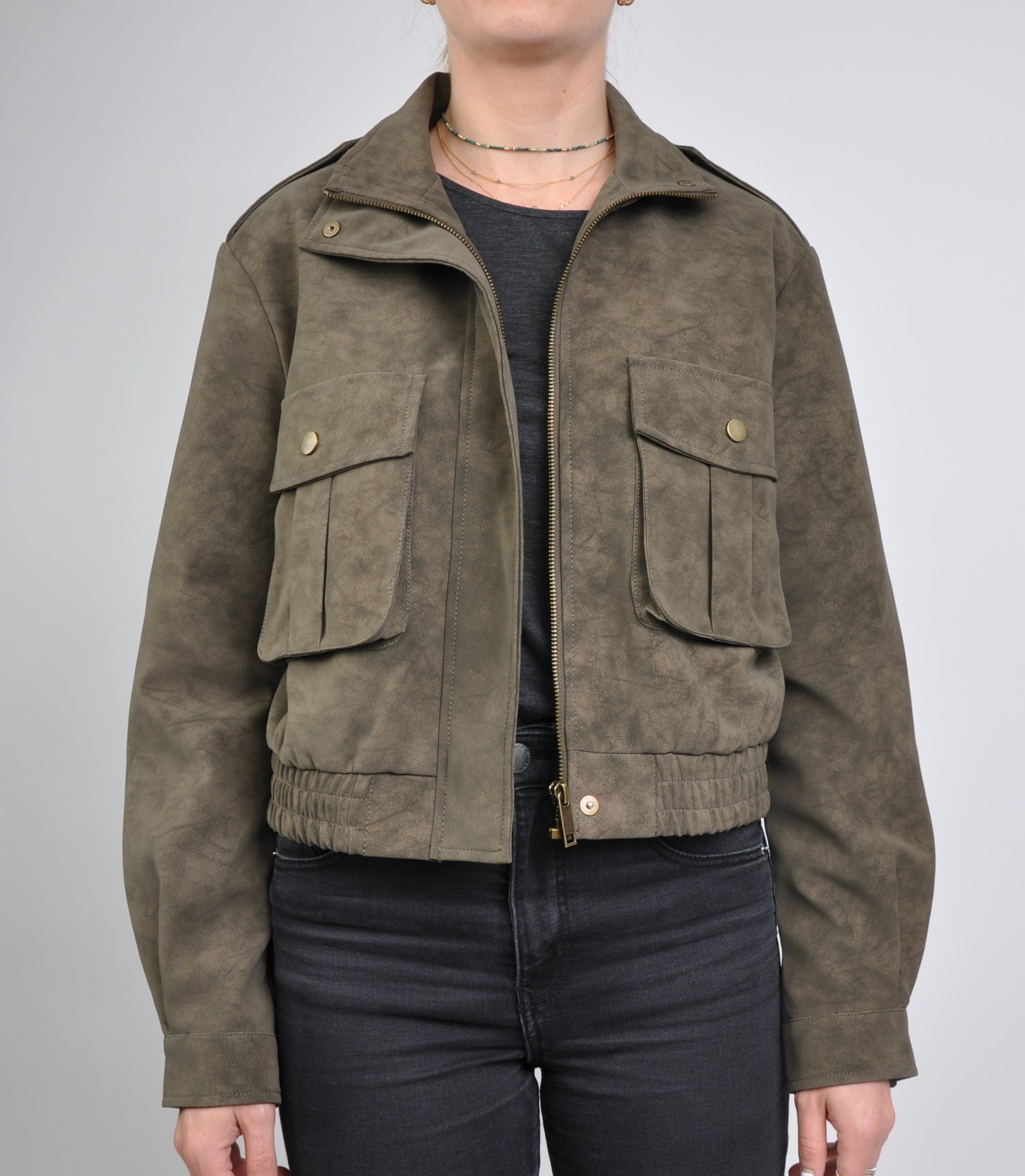 BLOUSON COURT EFFET DAIM