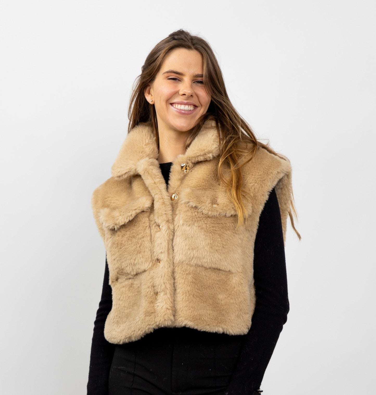 GILET SANS MANCHES  FAUSSE FOURRURE MOUTON