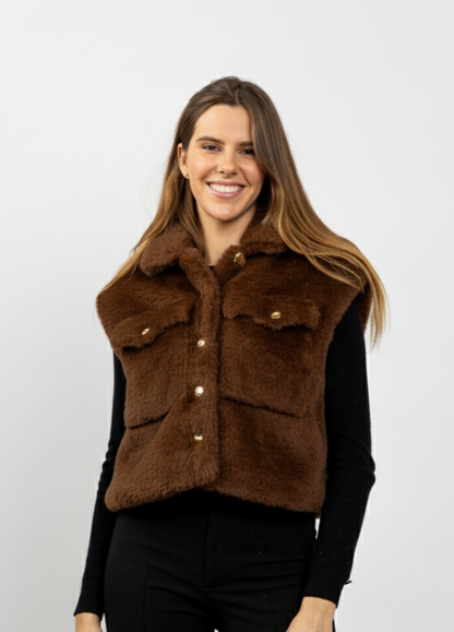 GILET SANS MANCHES  FAUSSE FOURRURE MOUTON
