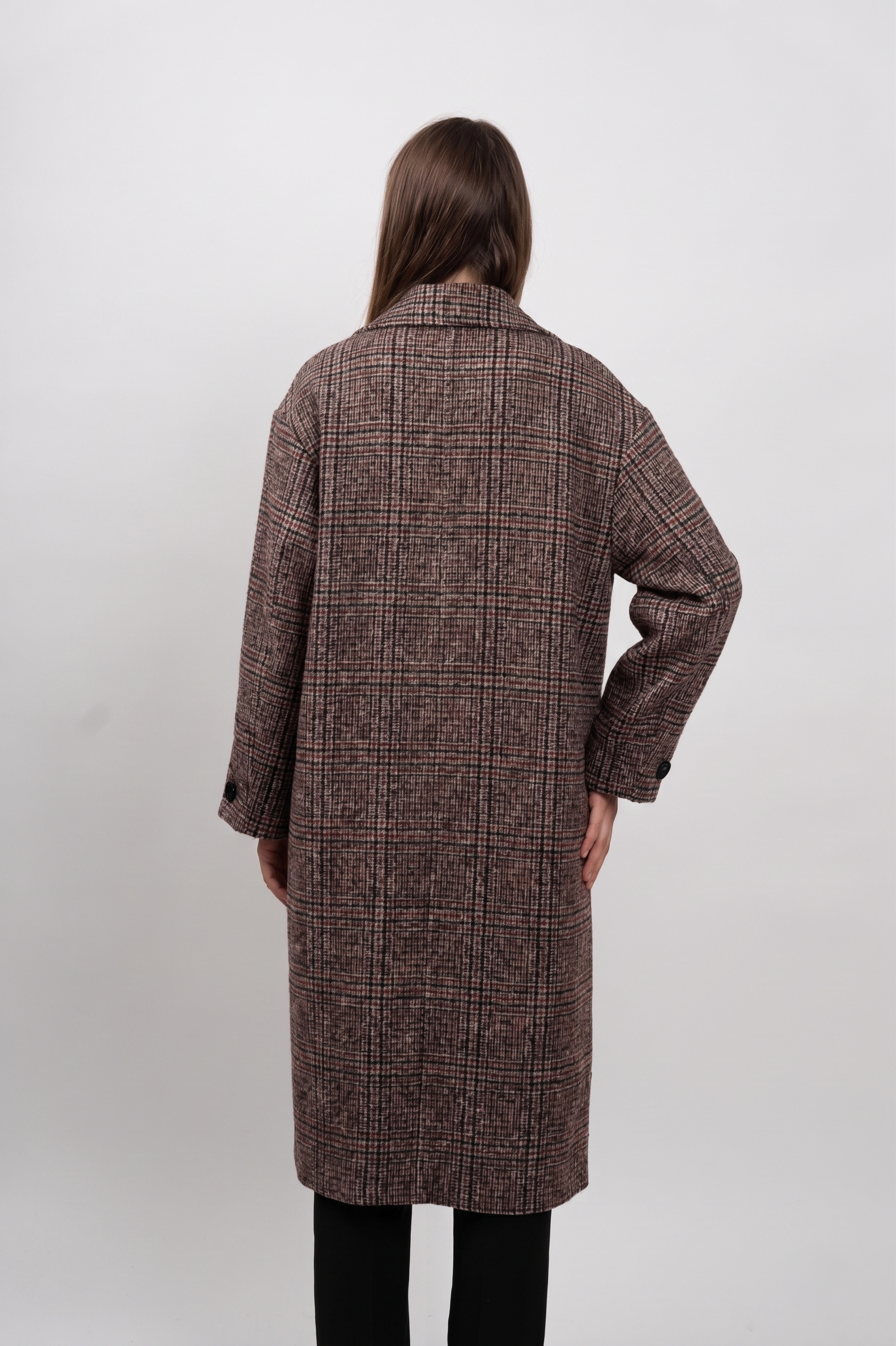 MANTEAU LONG EN LAINE À CARREAUX - K-ZELL PARIS