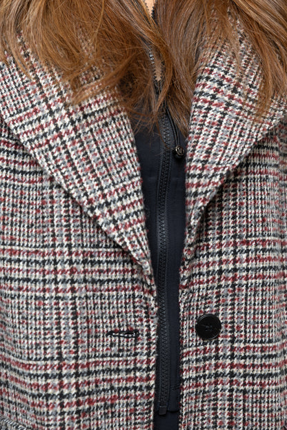 MANTEAU LONG EN LAINE À CARREAUX