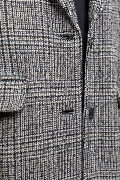 MANTEAU LONG EN LAINE À CARREAUX