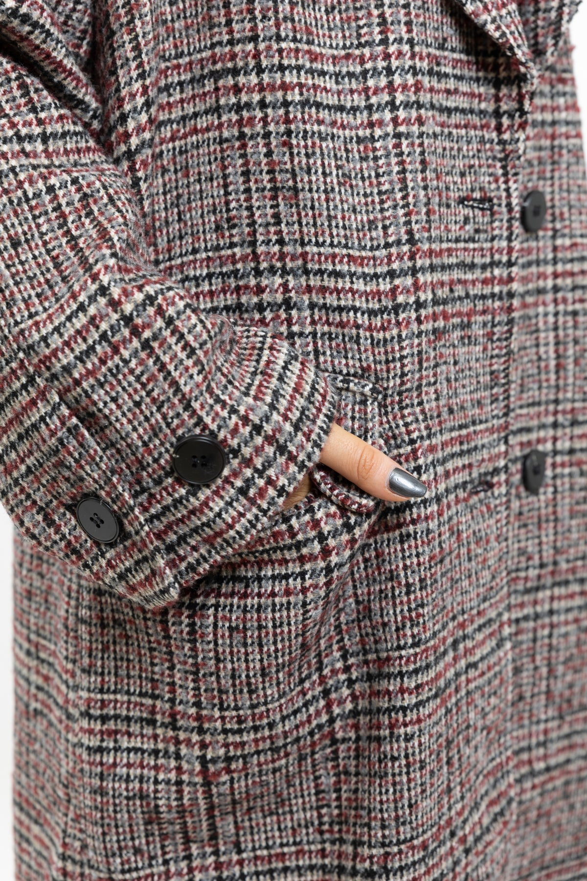 MANTEAU LONG EN LAINE À CARREAUX