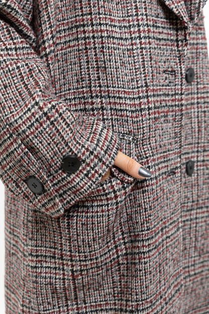 MANTEAU LONG EN LAINE À CARREAUX