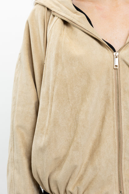 VESTE ZIPPÉE À CAPUCHE EFFET DAIM
