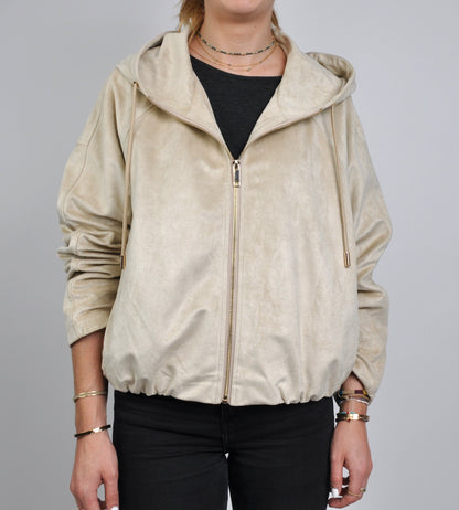 VESTE ZIPPÉE À CAPUCHE EFFET DAIM