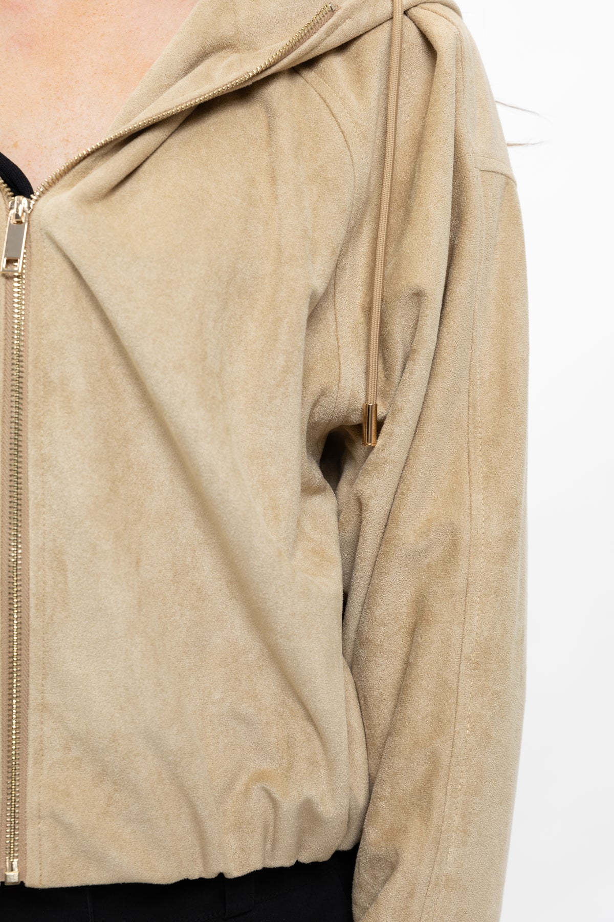 VESTE ZIPPÉE À CAPUCHE EFFET DAIM