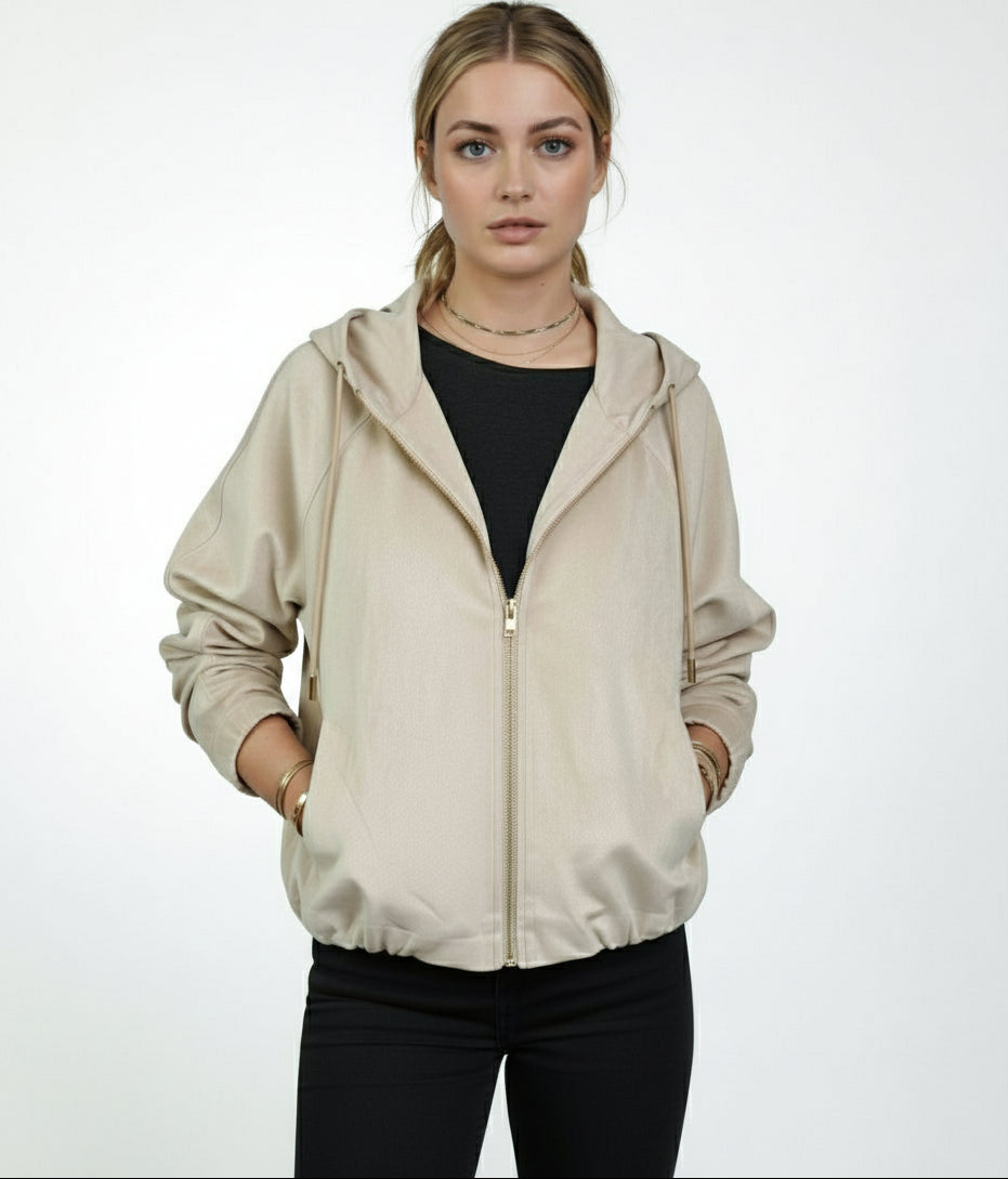 VESTE ZIPPÉE À CAPUCHE EFFET DAIM