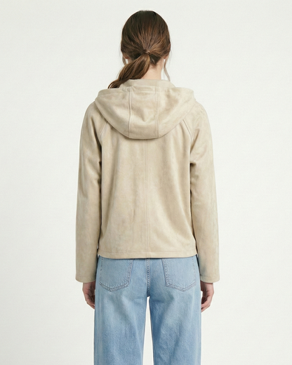 VESTE ZIPPÉE À CAPUCHE EFFET DAIM