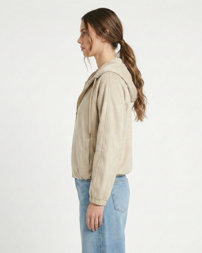 VESTE ZIPPÉE À CAPUCHE EFFET DAIM