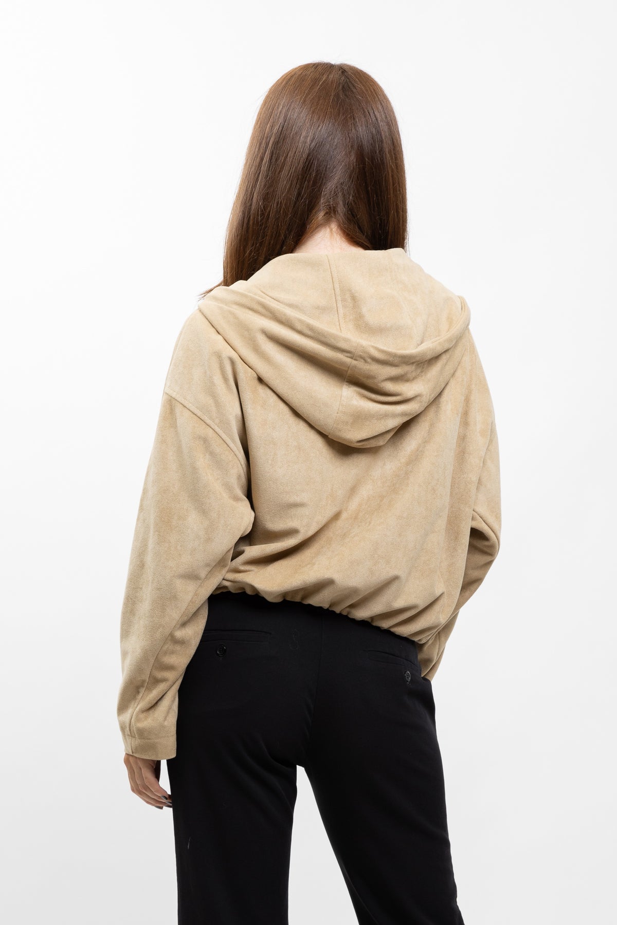 VESTE ZIPPÉE À CAPUCHE EFFET DAIM