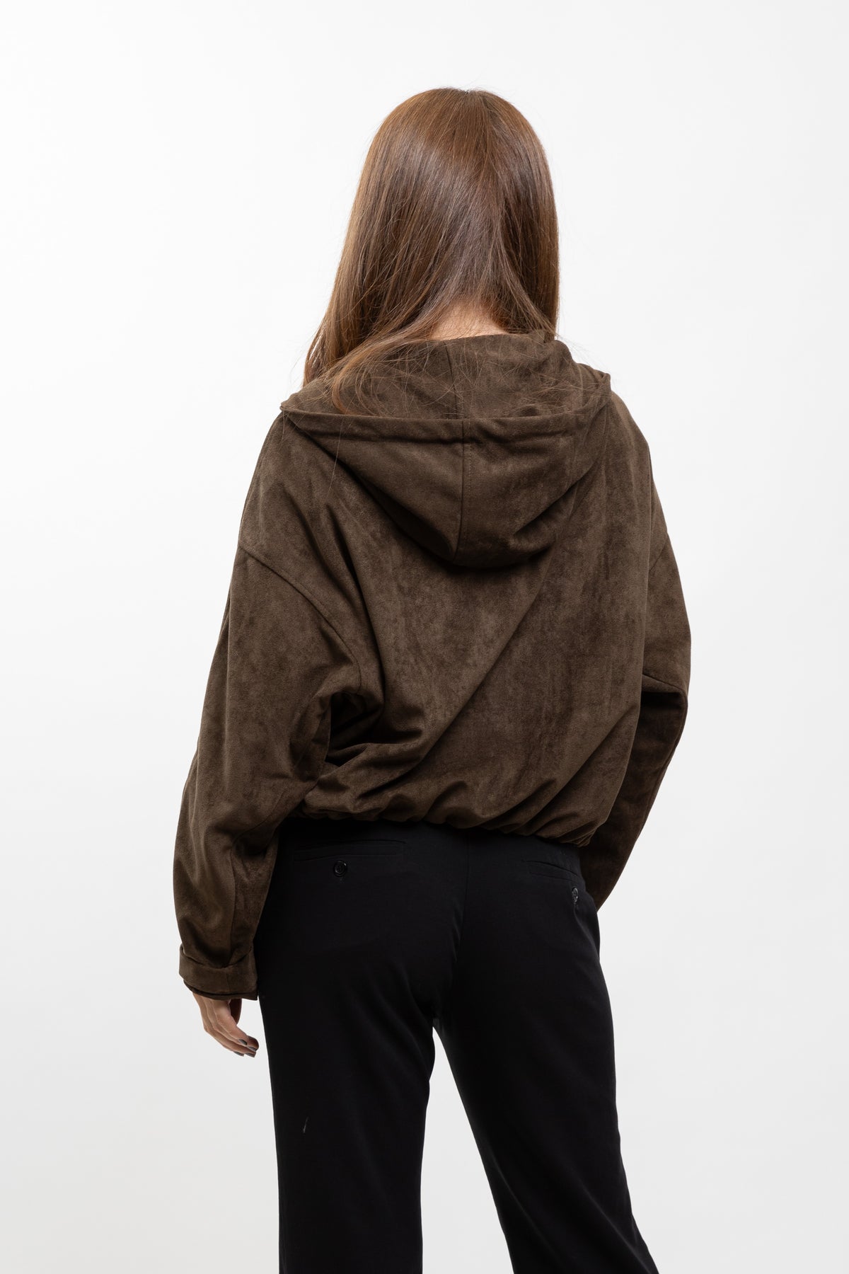 VESTE ZIPPÉE À CAPUCHE EFFET DAIM