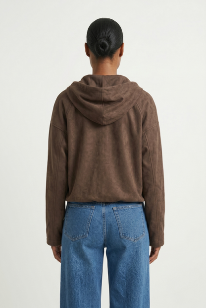 VESTE ZIPPÉE À CAPUCHE EFFET DAIM