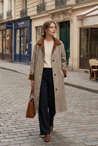 REVERSIBLE CHECKED TRENCH COAT