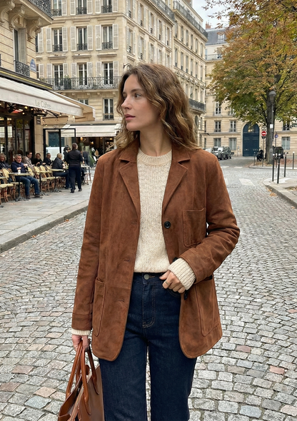 SUEDE-EFFECT BLAZER JACKET