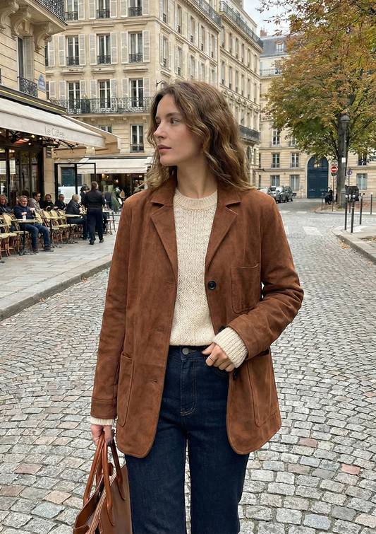 SUEDE-EFFECT BLAZER JACKET