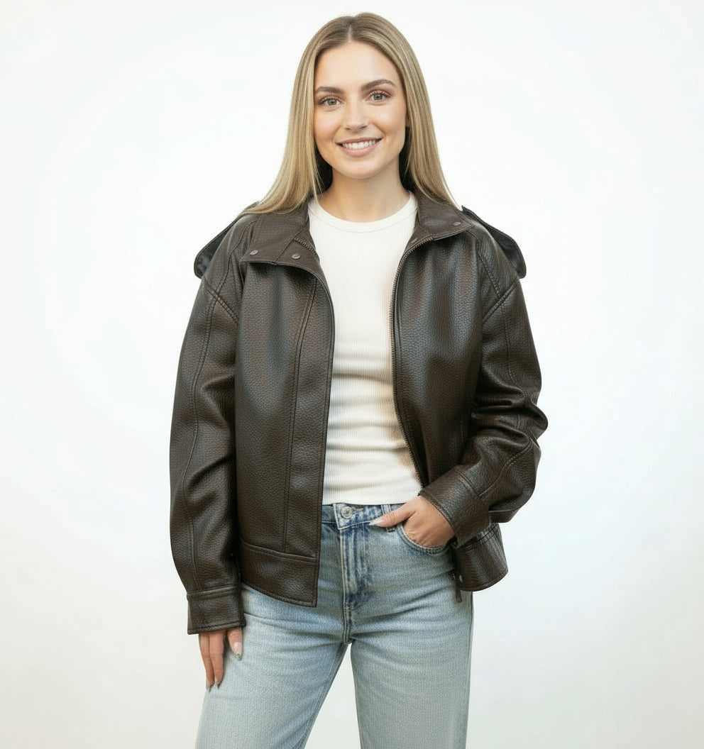 BLOUSON MOTARD EN SIMILICUIR