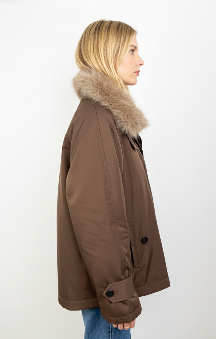 PARKA WITH REMOVABLE FAUX FUR COLLAR