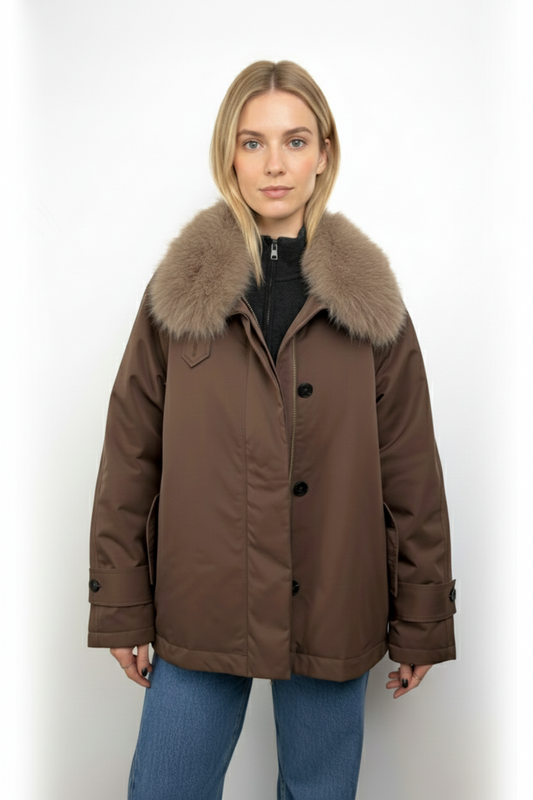 PARKA WITH REMOVABLE FAUX FUR COLLAR