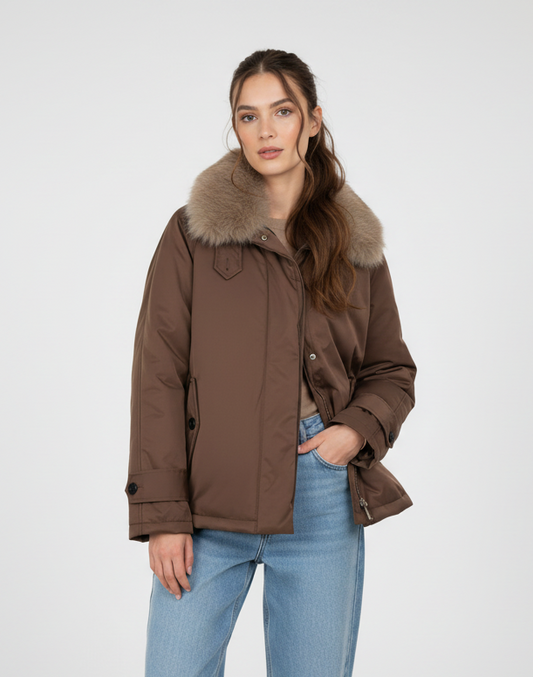 PARKA AVEC COL AMOVIBLE EN FAUSSE FOURRURE